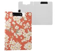 Cartella portablocco con spazio per riporre appunti con fiori di ciliegio, formato A4, doppia clip, portapenne, scuola, con copertina rigida