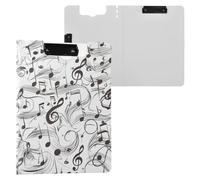 Cartella portablocco con spazio per spartiti musicali alla moda, bianco, formato A4, doppia clip, portapenne, scuola, con copertina rigida