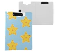 Cartella portablocco giallo con stelle natalizie formato A4, orizzontali e verticali, doppia clip per ufficio, con copertina