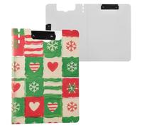 Cartella portablocco Happy Christmas fiocchi di neve a scacchi colorati A4 portablocco Folio due clip in metallo portapenne infermieristica clip board con coperchio