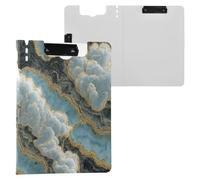 Cartella portablocco in marmo nero e blu, formato A4, orizzontale e verticale, doppia clip per infermieristica, con coperchio