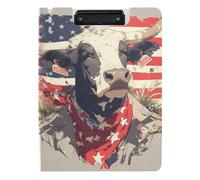 Cartella portablocco Mr Cow 4 luglio Giorno dell'Indipendenza A4 Appunti Padfolio Doppia Clip in Metallo Portapenne Scuola Clip Board con copertina rigida