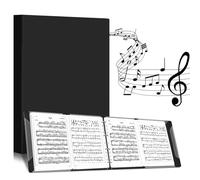 Cartella portadocumenti a 4 lati, apribile, formato A4, con 52 buste trasparenti, colore nero, per spartiti, musicisti