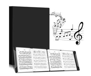 Cartella portadocumenti a 4 lati, apribile, formato A4, con 52 buste trasparenti, colore nero, per spartiti, musicisti