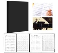 Cartella portadocumenti a 4 lati, apribile in formato A4, con 52 buste trasparenti, colore nero, per spartiti, musicisti