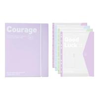 Cartella portadocumenti a 5 pezzi, con 4 tasche, trasparente, adatta per raccoglitori a 10 anelli (viola)