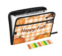 Cartella portadocumenti a fisarmonica con 13 tasche a fisarmonica a quadri arancione espandibile, per lavoro e casa