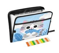 Cartella portadocumenti a fisarmonica con 13 tasche a fisarmonica a soffietto blu espandibile con zip per lavoro e casa