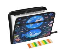 Cartella portadocumenti a fisarmonica con 13 tasche a fisarmonica a soffietto espandibile, motivo pesci subacquei, fantasia