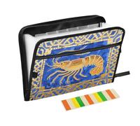 Cartella portadocumenti a fisarmonica con 13 tasche a soffietto a mosaico blu espandibile, per lavoro e casa