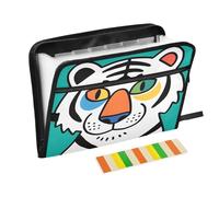 Cartella portadocumenti a fisarmonica con 13 tasche a soffietto, con cerniera, colore foglia di tè, per lavoro e casa