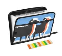 Cartella portadocumenti a fisarmonica con 13 tasche a soffietto, motivo geometrico a pecora, colore blu