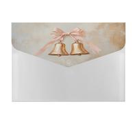 Cartella portadocumenti a fisarmonica con due campane dorate da appendere con fiocco lungo rosa, organizer per documenti, per ufficio e scuola, formato A4