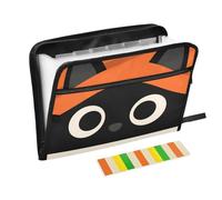 Cartella portadocumenti a fisarmonica con gatto nero in stile cartone animato, espandibile, 13 tasche, formato A4, formato lettera, con chiusura a cerniera, per organizer per documenti
