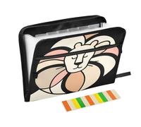Cartella portadocumenti a fisarmonica con leone astratto, 13 tasche, espandibile, con etichette, porta banconote e ricevute