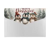 Cartella portadocumenti a fisarmonica con tre pinguini a forma di albero di Natale con etichette espandibili per documenti per ufficio scuola lettera formato A4