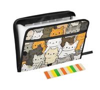 Cartella portadocumenti a forma di gatto, con 13 tasche espandibili, formato A4, con chiusura a cerniera per una tasca espandibile per documenti