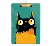 Cartella portadocumenti a forma di gatto nero, formato lettera, in acrilico, carino, per allenatori di pallavolo, baseball, dimensioni 9 x 12
