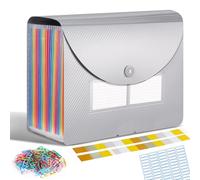 Cartella Portadocumenti A4, 24 Tasche Porta Documenti Fisarmonica, Raccoglitore Documenti Espandibile, Portatile Cartelle a Soffietto per Ufficio Scuola Casa (Argento)