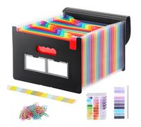 Cartella Portadocumenti A4, 24 Tasche Porta Documenti Fisarmonica, Raccoglitore Documenti Espandibile, Portatile Cartelle a Soffietto per Ufficio Scuola Casa (Nero-C)