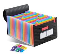 Cartella Portadocumenti A4 25 Scomparti, Organizer Portadocumenti Espandibile, Classificatore Documenti con Etichette Colorate, Raccoglitore Documenti A4 Grande Capacità per Ufficio, Scuola, Archivio