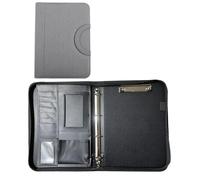 Cartella Portadocumenti A4 Cartella for conferenze, contratto, organizzatore, schedario, cartelle con cerniera, cancelleria, in pelle, portadocumenti multifunzionale(GRAY)