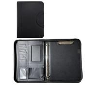 Cartella Portadocumenti A4 Cartella for conferenze, contratto, organizzatore, schedario, cartelle con cerniera, cancelleria, in pelle, portadocumenti multifunzionale(Black)
