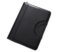 Cartella Portadocumenti A4 Cartella multifunzionale for conferenze A4 Cartella for cancelleria aziendale Cartelle for contratti in pelle Organizer con cerniera Porta biglietti da visita(Black)