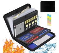 Cartella Portadocumenti A4, Cartella Portadocumenti Espandibile con 13 Scomparti, Borsa Impermeabile Ignifuga con Chiusura Lampo ed Etichette, Cartella per File Bancario, Denaro Oggetti di Valore