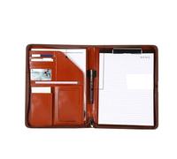 Cartella Portadocumenti A4 Cartelle portadocumenti Organizzatore Portadocumenti multifunzionale Contratto Biglietti da visita in pelle con cerniera Cartella aziendale Documento Cancelleria(Brown)