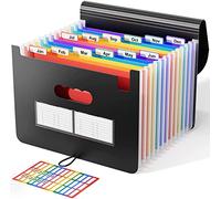 Cartella Portadocumenti A4 con Coperchio - ABClife porta Documenti Espandibile, Multicolore, Portatile, Fisarmonica, in Plastica, FSC, Perfetta per Casa Scuola e Società (12 Tasche con Coperchio)