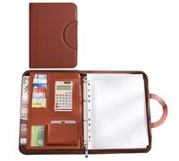 Cartella portadocumenti A4 in finta pelle con portablocco, per interviste, curriculum, porta biglietti da visita (marrone)