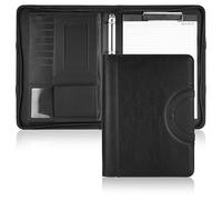 Cartella Portadocumenti A4 in Pelle PU Nera, Portfolio Professionale con Cerniera, Blocco Note, Tasche per Documenti, Tablet e Biglietti da Visita - Organizer da Conferenza, Business, Ufficio e Viaggi