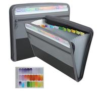 Cartella Portadocumenti A4 - Raccoglitore Documenti Impermeabile - Fisarmonica Espandibile con tasca frontale e etichette adesive - 13 Tasche Porta Documenti con Chiusura a Cerniera