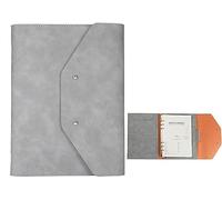 Cartella portadocumenti， Cartella portadocumenti A5 con 6 anelli for colloqui, conferenze e presentazioni, organizer tascabile(Light Gray)