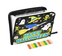 Cartella portadocumenti con 13 tasche, formato A4, formato lettera, con chiusura a cerniera, per lavoro, Halloween, neve, strega, blu, para guardar