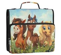 Cartella portadocumenti con 3 anelli con 3 anelli a D da 3,8 cm, con cerniera, organizer per la scuola, con tracolla, multi tasche, grande cartella portadocumenti