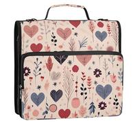 Cartella portadocumenti con cerniera a forma di cuore per San Valentino, organizer espandibile con tracolla e manico, 3 raccoglitori ad anelli per portafoglio e custodia