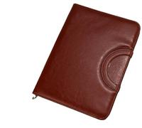 Cartella portadocumenti con cerniera in pelle, borsa portatile for scuola e lavoro Portfolio in Vera Pelle(Brown)