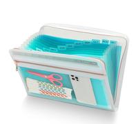 Cartella portadocumenti espandibile con 13 tasche con tasca frontale trasparente, organizer a fisarmonica con chiusura a cerniera, cartelle espandibili per documenti, fogli formato lettera, color