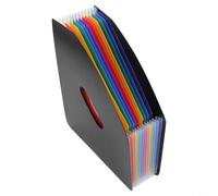 Cartella portadocumenti espandibile con 13 tasche e 12 linguette, organizer da scrivania per documenti A4, supporto in plastica impermeabile con ripiano stabile e manici per una facile gestione dei
