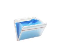 Cartella portadocumenti espandibile con 13 tasche, tasca frontale trasparente, organizer a fisarmonica con chiusura a cerniera, formato cartaceo.(Blue)