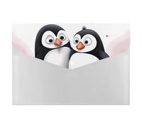Cartella portadocumenti espandibile con 6 tasche, con scritta "I Love Penguins", formato A4, organizer per documenti portatile per ricevute, banconote, forniture per ufficio