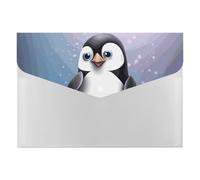 Cartella portadocumenti espandibile con 6 tasche, con scritta "I Love Penguins", formato A4, organizer per documenti portatile per ricevute, banconote, forniture per ufficio