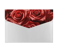 Cartella portadocumenti espandibile con 6 tasche, molte rose rosse, formato A4, organizer per documenti portatile per ricevute, banconote, forniture per ufficio