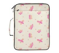 Cartella portadocumenti espandibile con farfalle rosa pesca, beige, custodia organizer impermeabile con raccoglitore a 3 anelli rimovibile, 7 strati, custodia con cerniera, per casa, ufficio, scuola