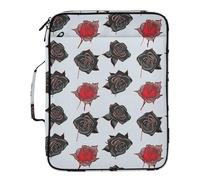 Cartella portadocumenti espandibile con rose nere e rosse, per documenti A4, impermeabile, portatile, con cartelle a fisarmonica
