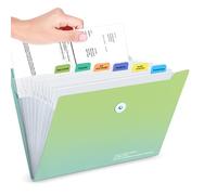 Cartella portadocumenti espandibile, formato A4, in plastica, con etichette, per scuola e ufficio (12 tasche, verde)
