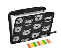 Cartella portadocumenti espandibile in plastica con 13 tasche formato A4 con chiusura a cerniera per Business Cartoon Black White Bear Cute organizador