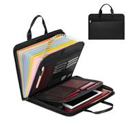 Cartella Portadocumenti Ignifuga A4 con Manico, 13 Scomparti e Chiusura Lampo, Cartella Portadocumenti A4 Ignifuga e Impermeabile per Documenti Importanti, Passaporti, Ricevute, Nero 36,5×27×4 cm